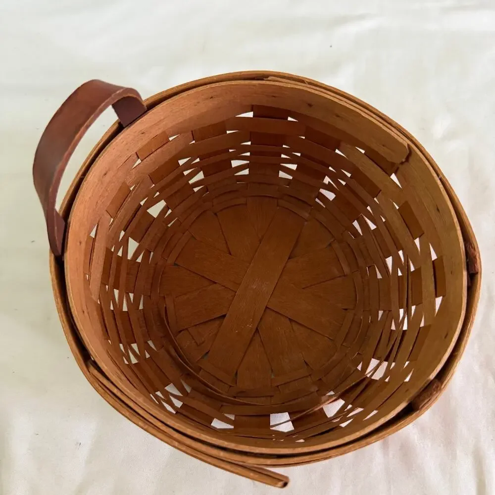 Vintage Longaberger Round ~6 inch Basket Handles Cottagecore 90s 1991